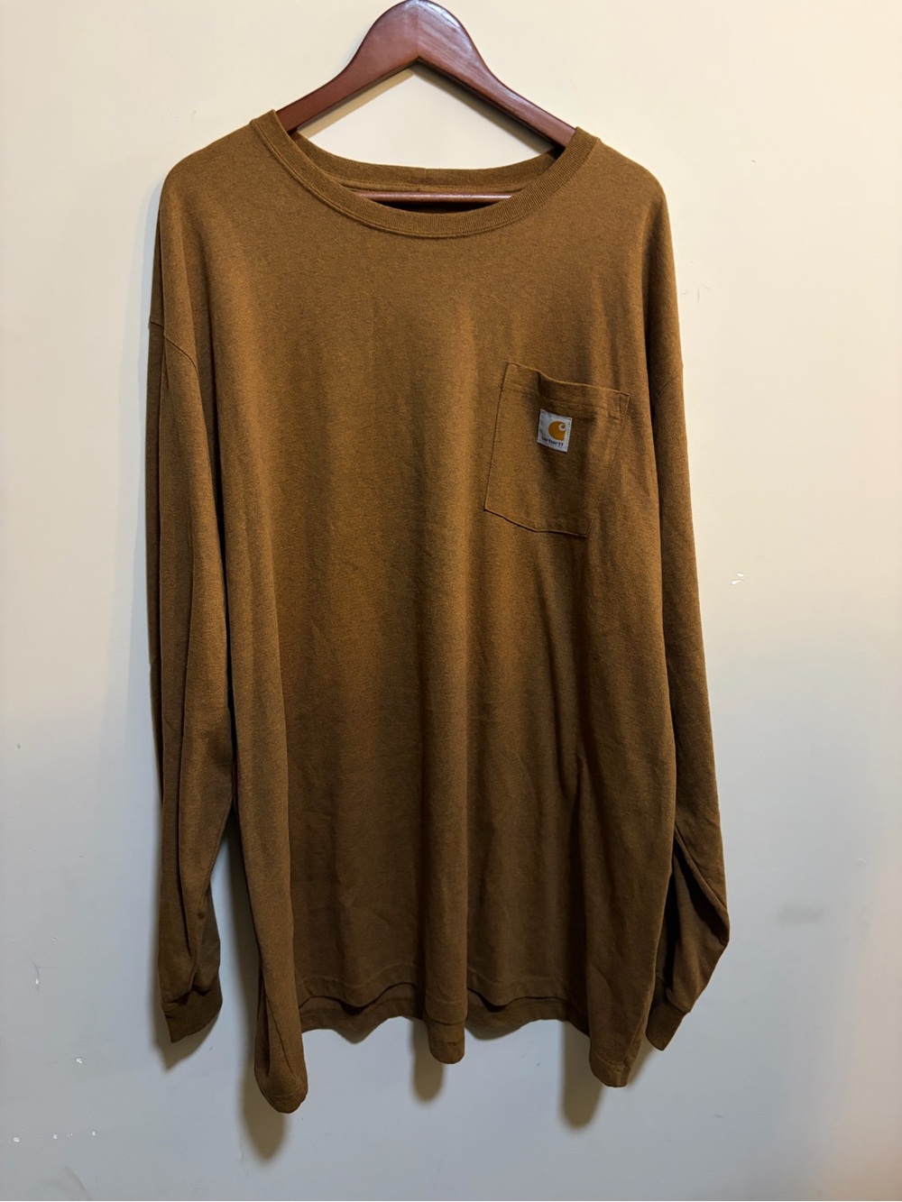 Carhartt Original Fit Heavyweight Long Sleeve Pocket Tee Brown 3XL